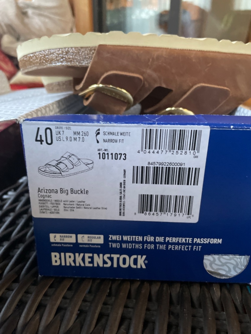 Birkenstock Arizona Big Buckle Cognac Oiled Leather Sandals EU40 US9 Narrow NEW - Picture 4 of 4